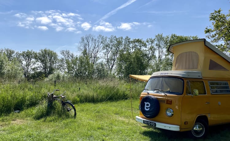 Ga op duurzame roadtrip met Calandria! ⚡️🚐 – 100% électrique ! ⚡️ VW T2 "Calandrie"