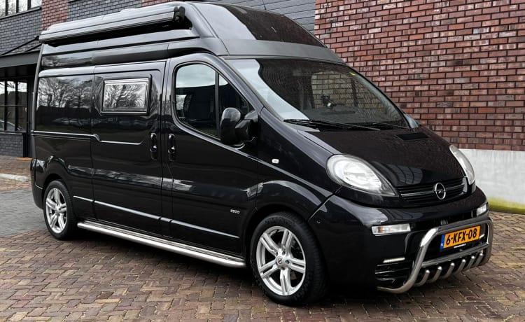 Roel's Camper met Airco + Fietsendrager – Buscamper Opel inkl. Fahrradträger (2) + Klimaanlage + Vorzelt + WC + Küchenzeile