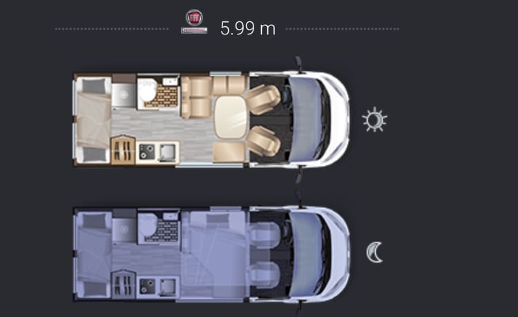 Small outside (5.99m) but big (s) inside for all family happiness