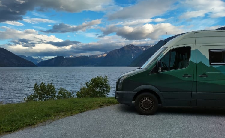 On an adventure with our spacious 2-6p camper van (converted VW Crafter)