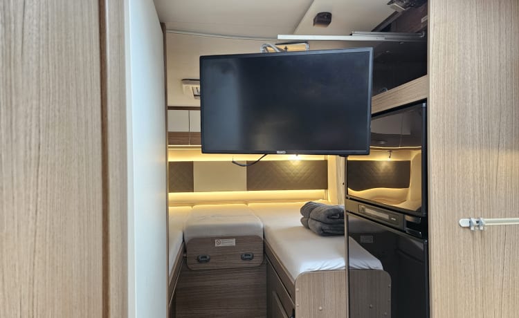 Carado T448 (bj 2022) – Sehr luxuriöse Wohnmobilbetten – Automatisch – Voll ausgestattet – Modern