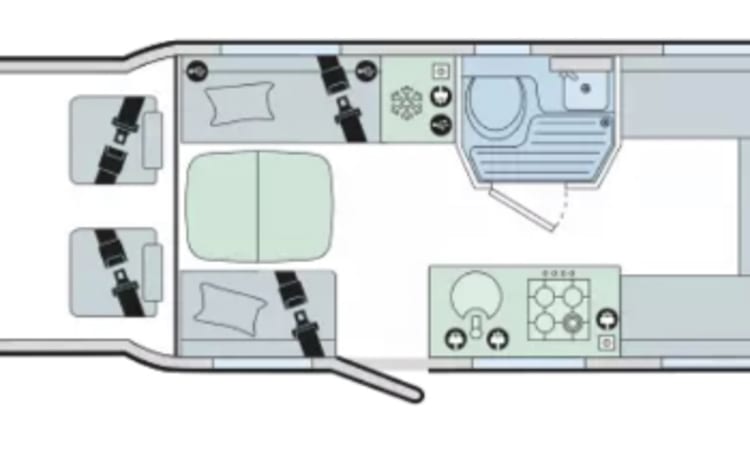 Rose – Lusso con 4 posti letto, camper automatico 