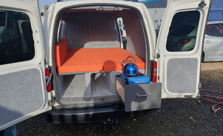 Bijuo2 – Micro Mini Caddy Camper Doppelbett Swamper Look Caddy Maxi für 1 oder 2 Personen
