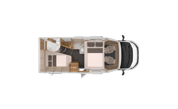 Huur voordelig een camper voor 4 personen, compleet ingericht