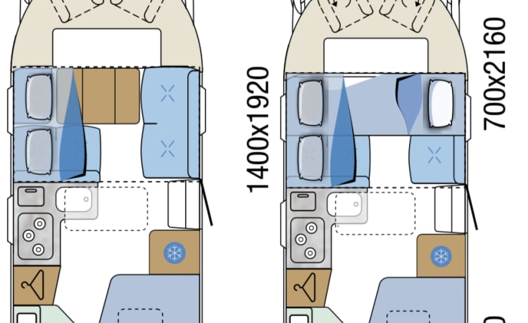 Kempi – 4 persoons luxe camper met superfijne indeling