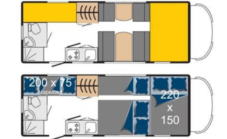 Big Marlin – Adventurous spacious camper with stove and sanitary facilities