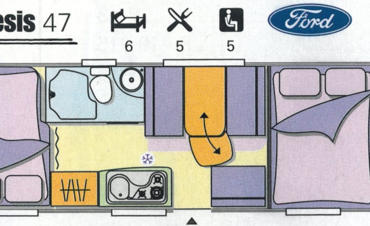 Camper voor 4 comfortabele stoelen