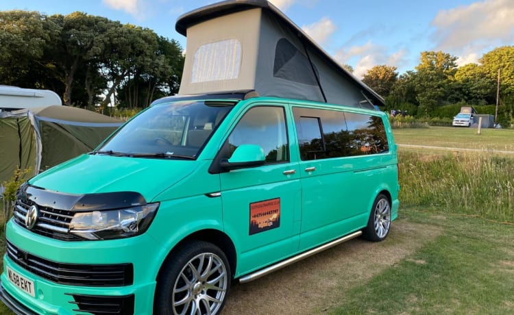 Scooby LWB – HONDENVRIENDELIJKE VW CAMPER MET ALLE EXTRA'S VOOR EEN GEWELDIGE VAKANTIE