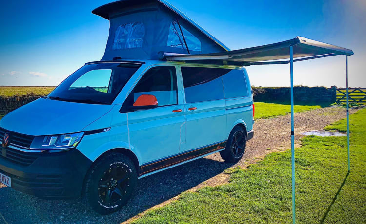 The Surfer – 2020 Top Spec luxuriöser VW Campervan. Entdecken Sie Cornwall mit Stil.