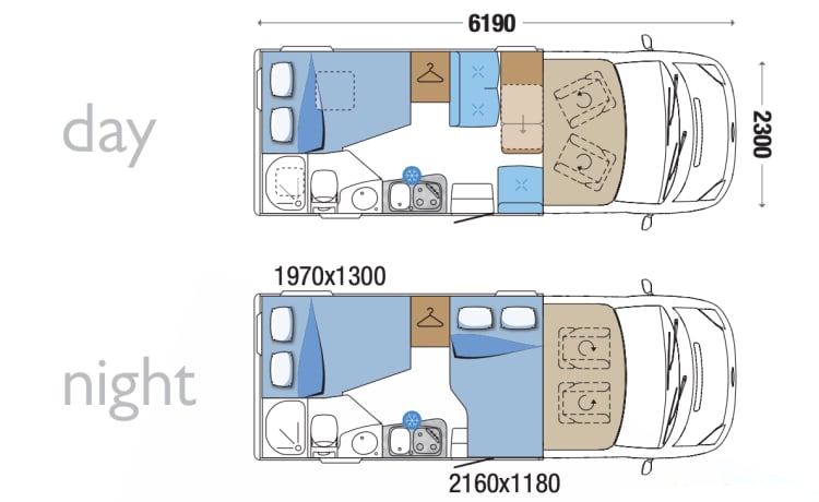 Maescamper – 4p Ford semi-integrated (drop-off possible)