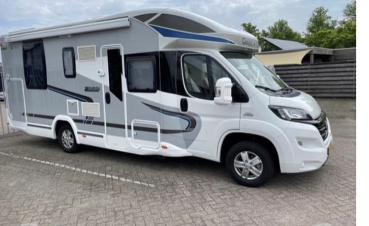 Spacious, well-equipped Chausson Titanium 728 EB motorhome for rent