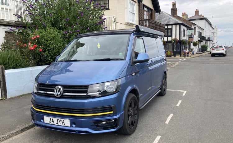 Buzz the Adventure Wagon - VW T6-camper met 4 slaapplaatsen