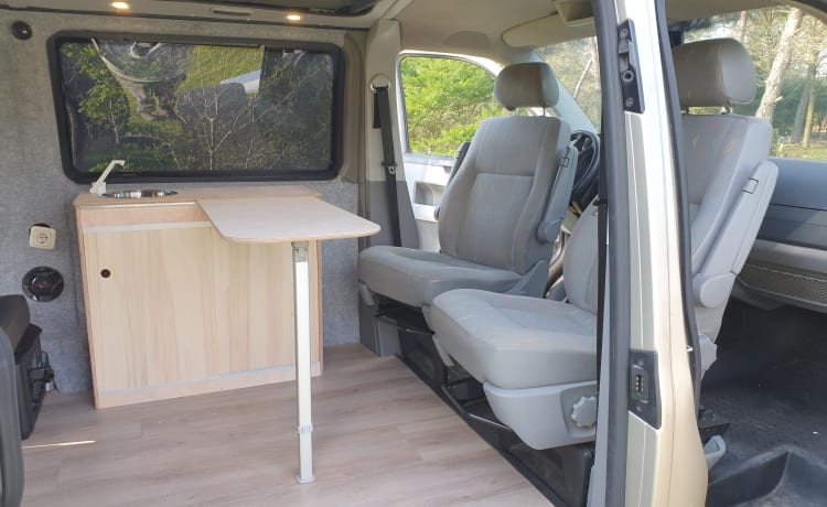 Volkswagen extended camper van sleeps 2 people