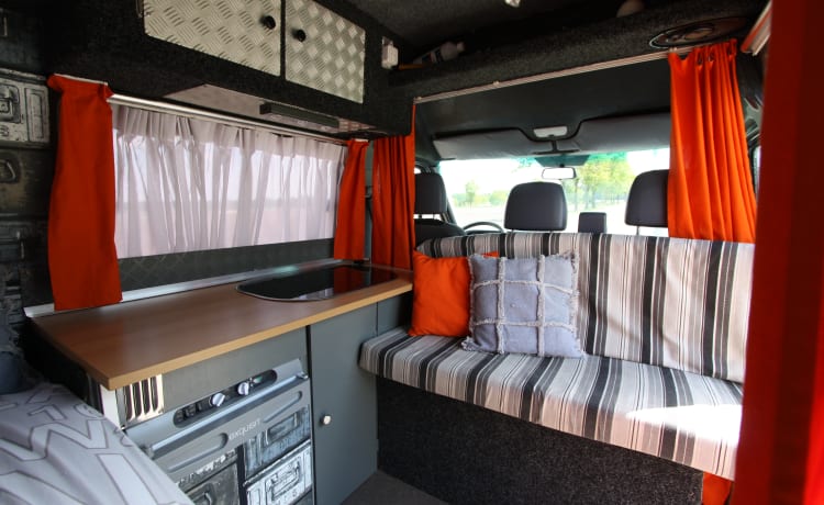 Fully restyled Mercedes Sprinter with XXL luxury fixed bed (double)