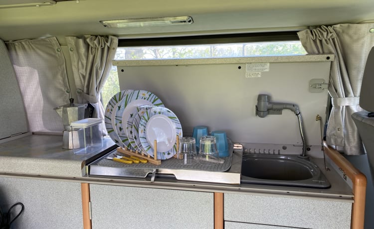 Wonderful California VW camper T4, 4 people with air conditioning and air fryer