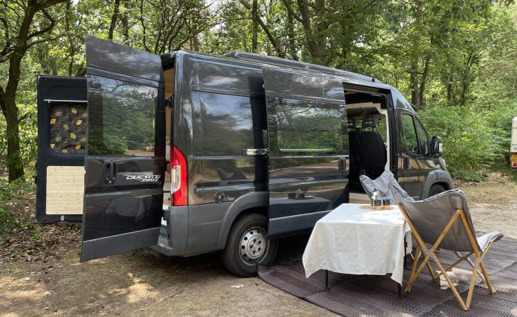 NOYR on Wheels – Beautiful black bus camper (4 people)