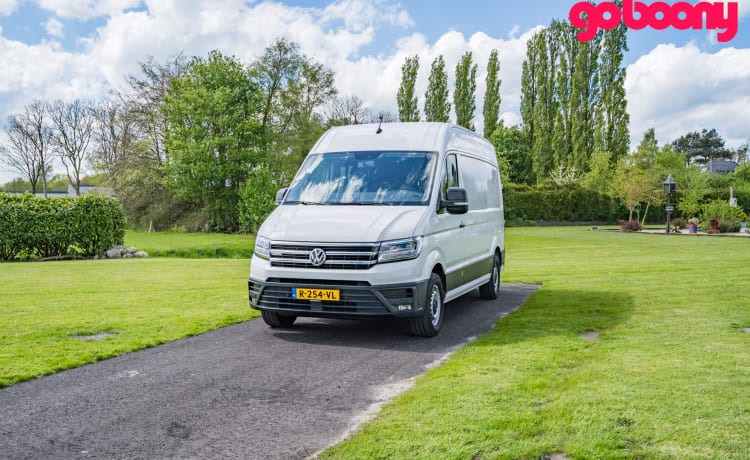 Fluistercamper – 100 % elektrischer VW Crafter, 2 Personen, Innenausstattung 2023