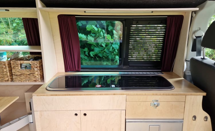 Self-built VW T5 camper for 2 people