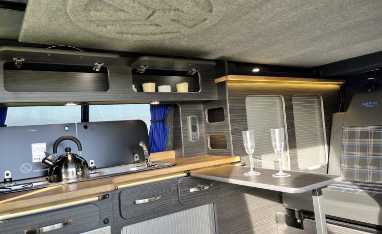 Charlie – Newly converted VW  automatic long wheelbase camper 