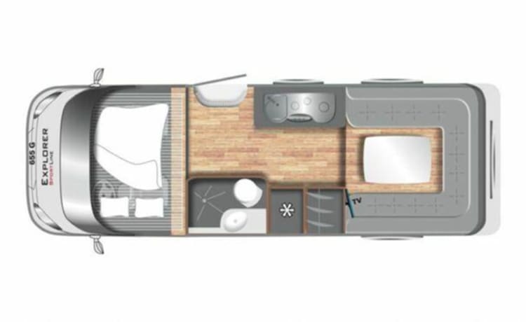 LMC Integral Camper with round seating layout