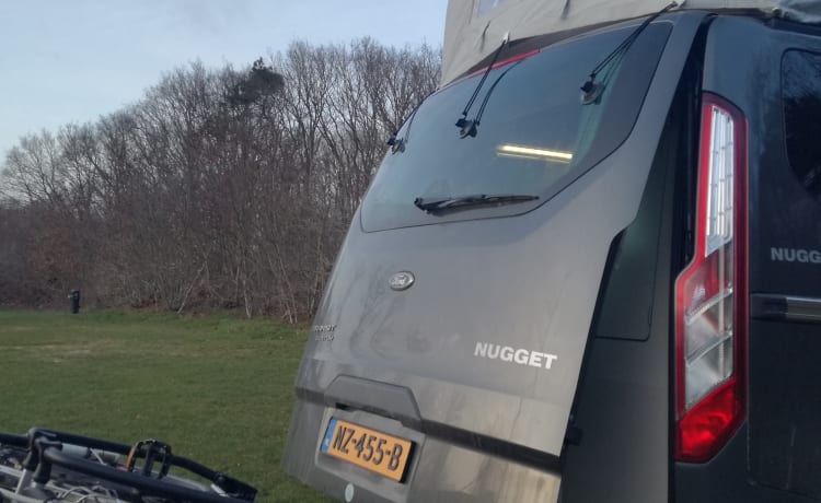 Henry's Ford – nice bus camper Ford Nugget (4-5 pers), possibly. with bus tent and bicycle carrier!