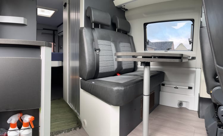 Fiat Adria 640 bus camper with large garage and fold-down bed 