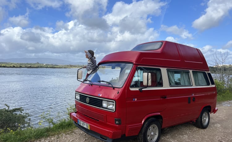 Rent a Campervan Blue CLassics ‘s Volkswagen T3  red