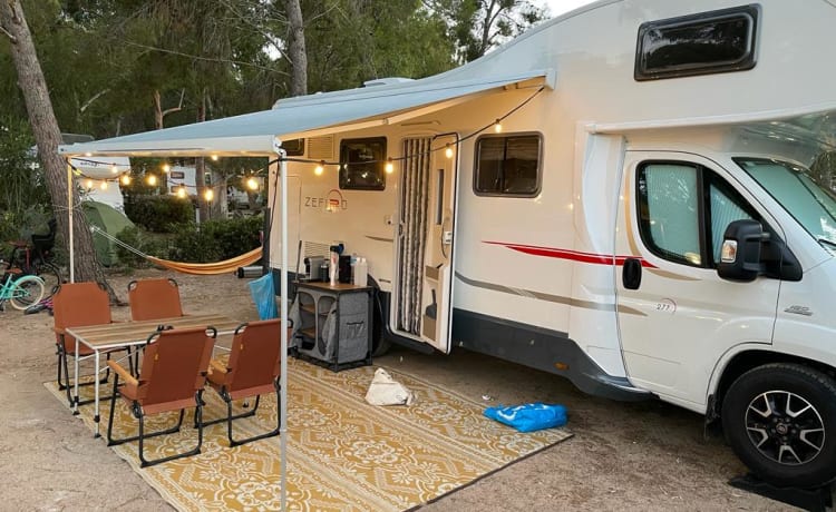 Very luxurious and modern family camper.