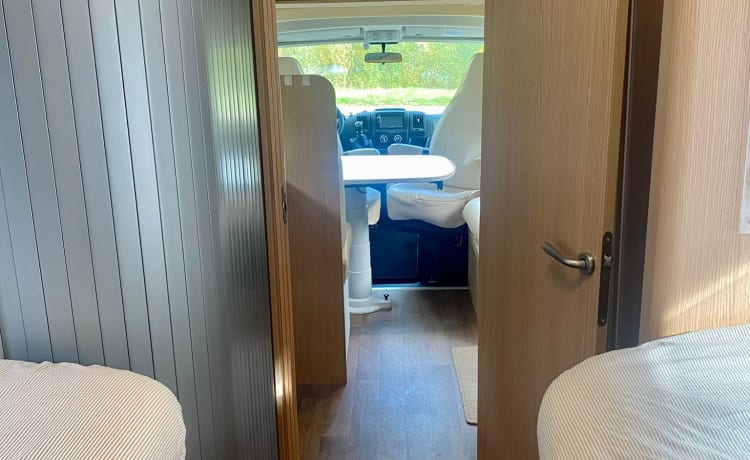 Luxury motorhome with air conditioning and separate sleeping area