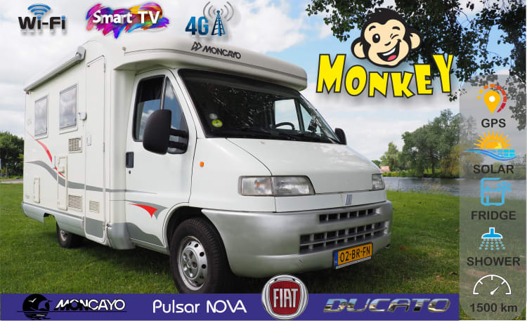 Monky – Fiat Moncayo semi-intégré de 2002 avec TV et internet 4G