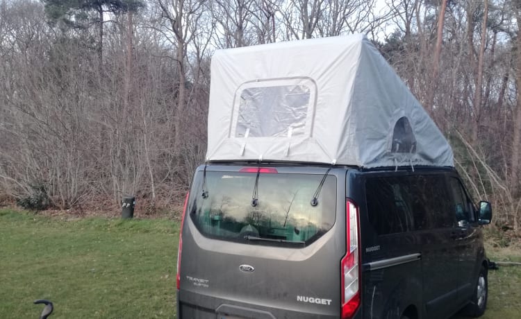 Henry's Ford – nice bus camper Ford Nugget (4-5 pers), possibly. with bus tent and bicycle carrier!