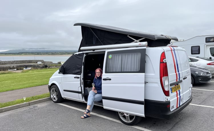 Daphne the Festival Campervan  – Camping-car Mercedes-Benz 4 places, idéal pour les festivals et hors réseau