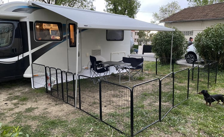 Bertha – 4 berth Bailey complete with secure dog pen