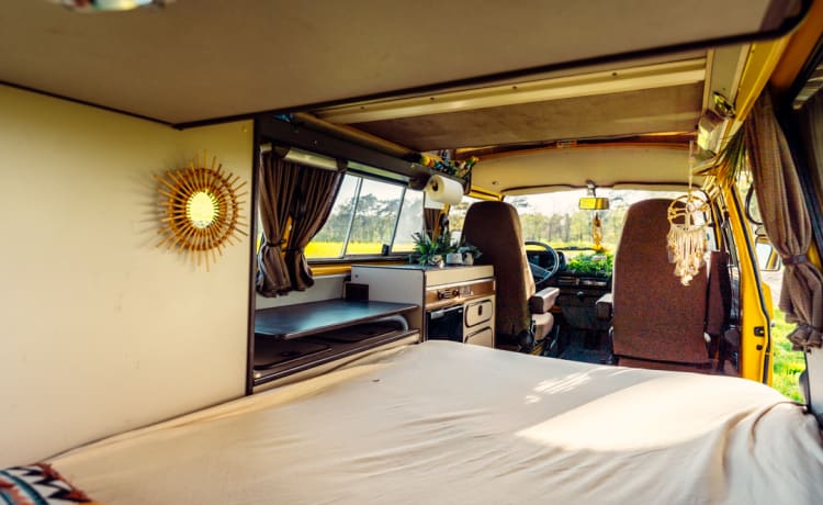 Simba – the yellow retro Volkswagen van with lifting roof 