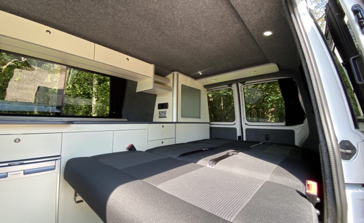 Camper per famiglie VW T6.1 vicino ai confini di Somerset, Devon e Dorset