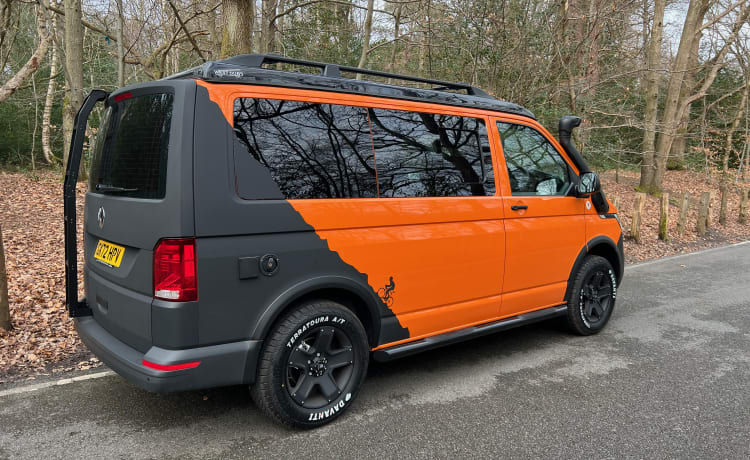 (VW004) 2023 VW T6 'Rebellion' Camper Van - geschikt voor 2 volwassenen plus 2 kinderen