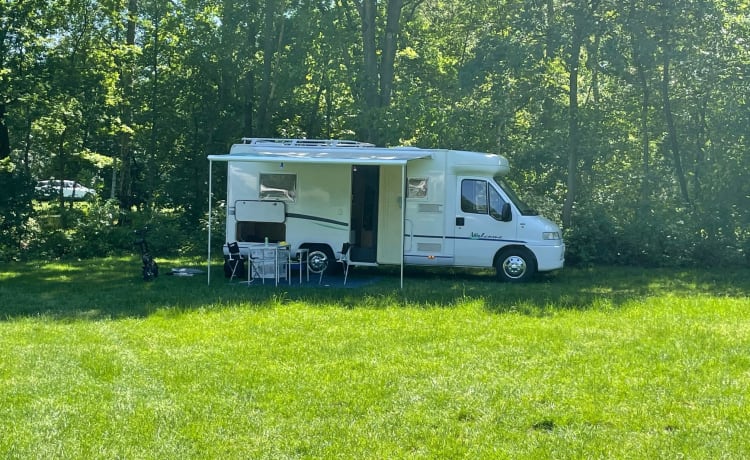 Camping-car attrayant avec lit fixe et facile à garer