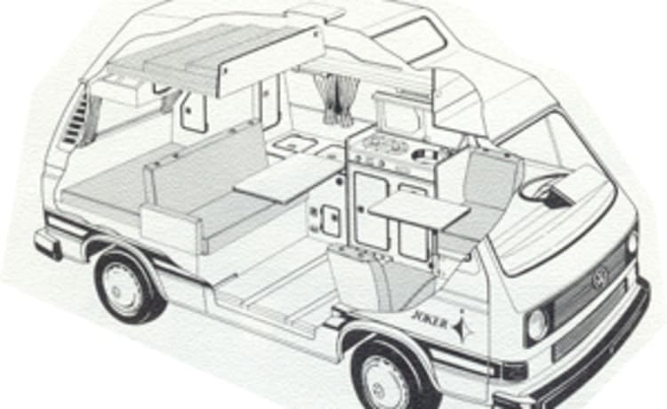 Mooie Volkswagen T3 Joker camper met hoogdak