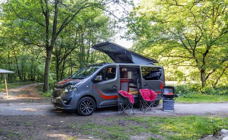 Betty – Betty op maat gemaakte full off-grid 4-persoons Vauxhall vivaro campervan uit 2017