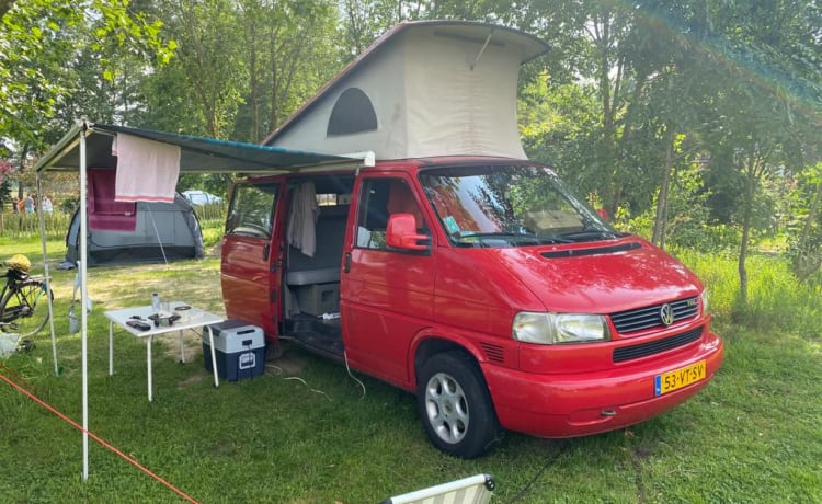  Mastodonnie – VW T4 camperbusje met hefdak