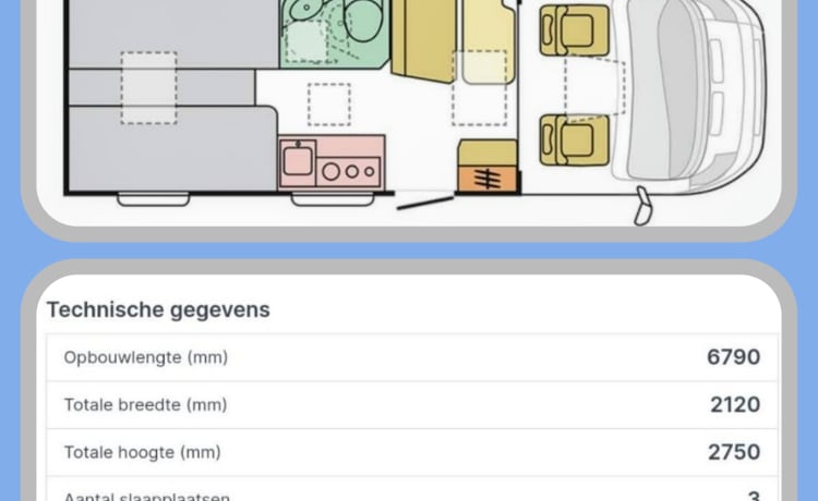 Vakantiemaatje – Adria Compact Plus SL camper automatico semi-internet 2 persone del 2019