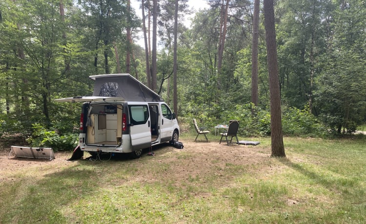 Camping bus with parking heater