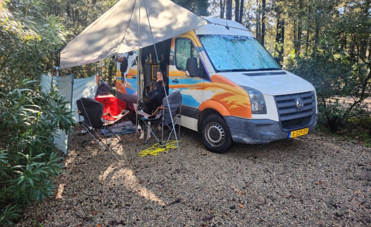 2/3er Volkswagen Bus von 2009 mit Solarpaneelen