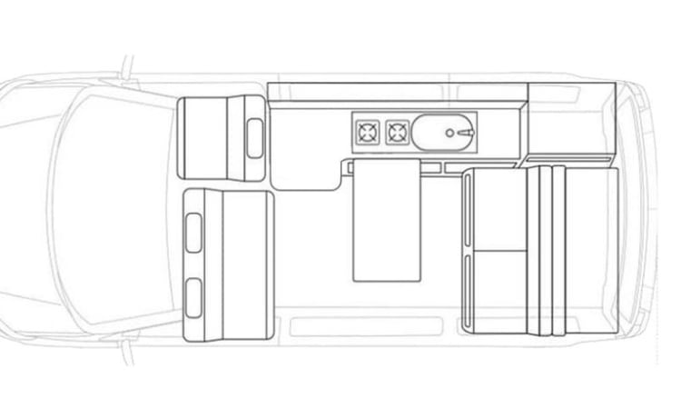 (VW004) 2023 VW T6 'Rebellion' Camper Van - geschikt voor 2 volwassenen plus 2 kinderen