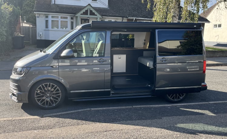 4-persoons VW-camper uit 2019, navigatiesysteem, volledig leer, luifel