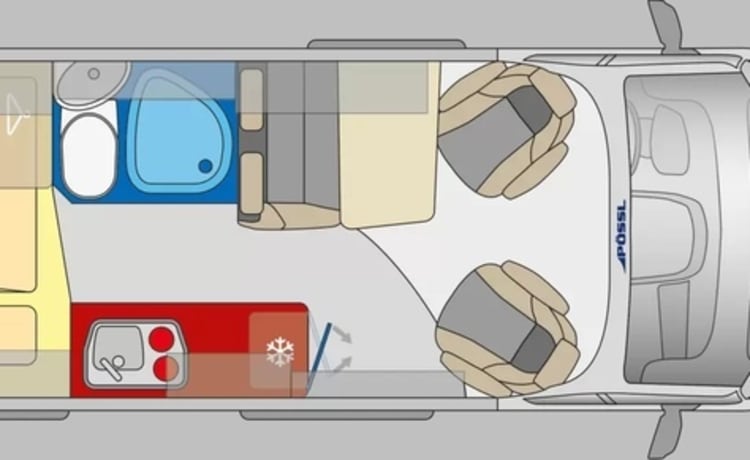 Possl – Camping-car tout équipé avec toit relevable