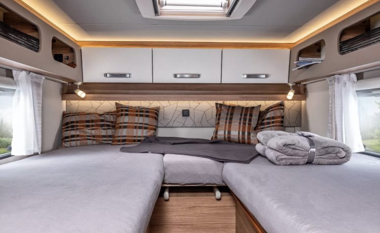 Luxurious young camper with many extras