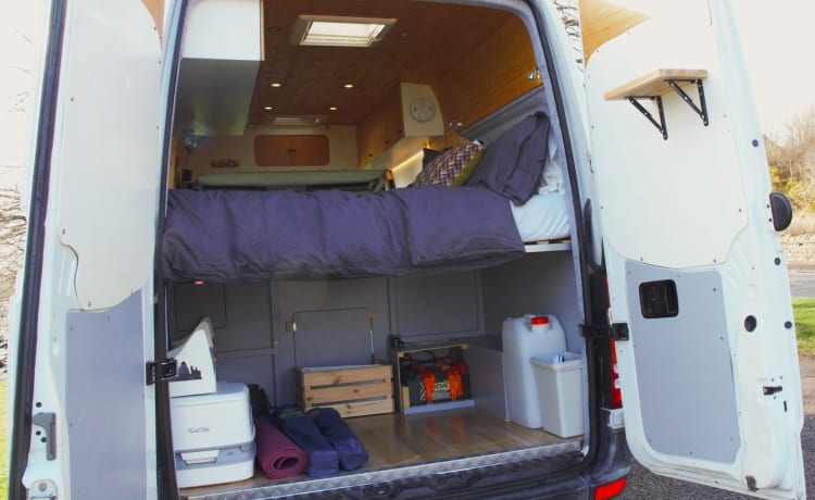 Art – 3 berth Mercedes Sprinter Campervan - Hand-crafted, 1-of-a-kind, off-grid.