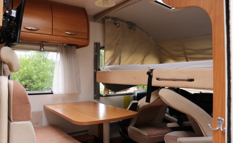 Camper with top layout