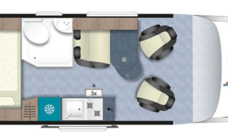 Igor – Stoere Pössl/Clever campervan  2+1p Off-grid